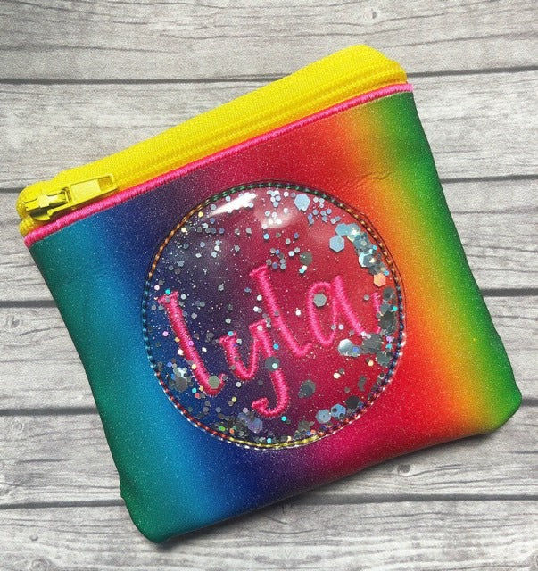 Circle Applique Zipper Bag - 3 sizes - Digital Embroidery Design