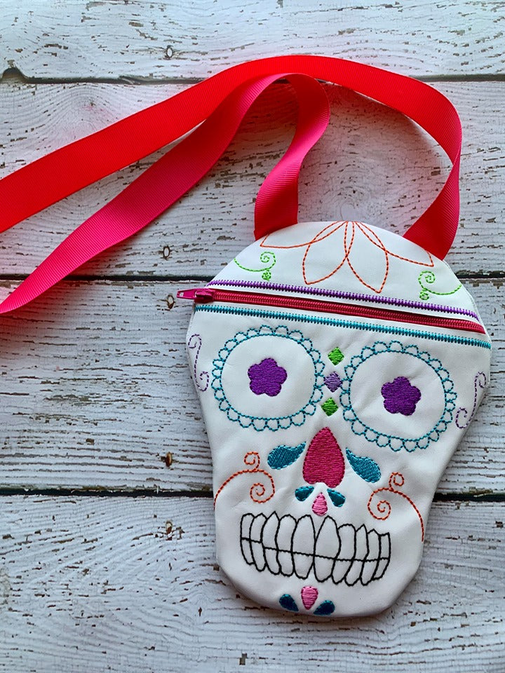 Sugar Skull Zipper Bag - 3 sizes - Digital Embroidery Design
