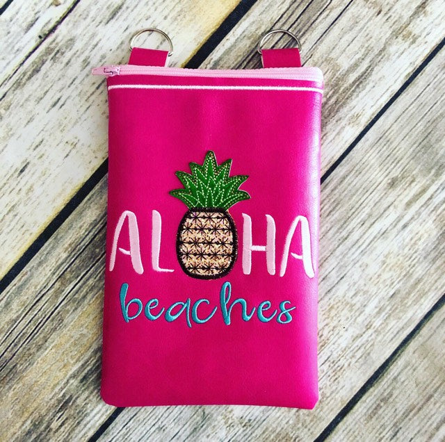 3D Aloha Beaches Zipper Bag 4x4, 5x7 and 6x10 - Digital Embroidery Design