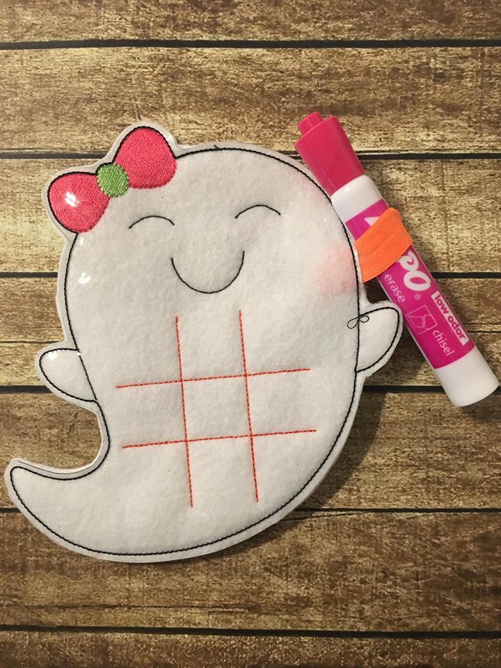 Girly Ghost Tic Tac Toe Boards - Digital Embroidery Design