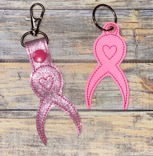 Heart Awareness Ribbon Fobs -  DIGITAL Embroidery DESIGN