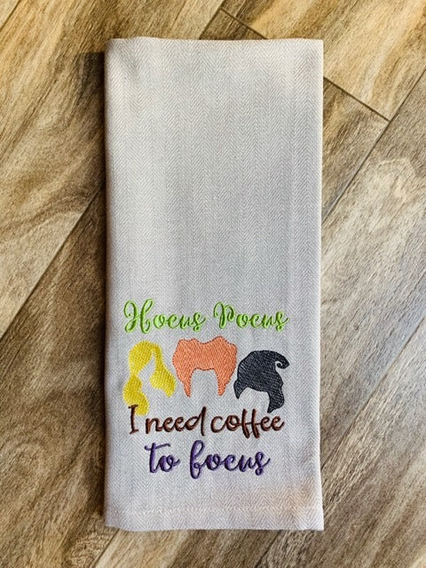 Hocus Pocus I need coffee to focus 4x4 and 5x7 - digital embroidery design