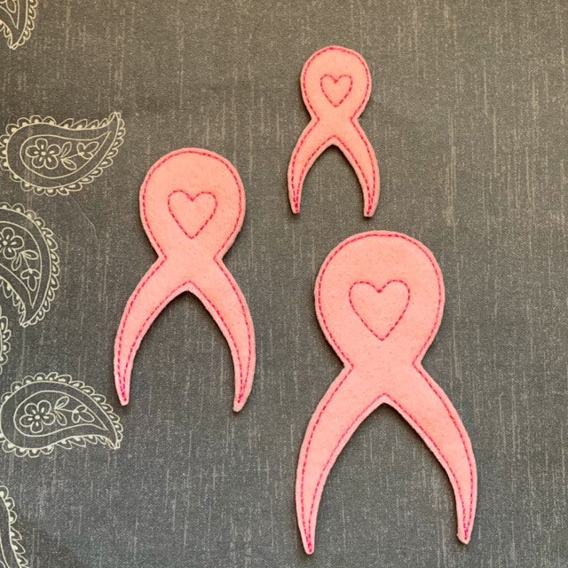 Heart awareness ribbon Felties - 3 sizes- Digital Embroidery Design