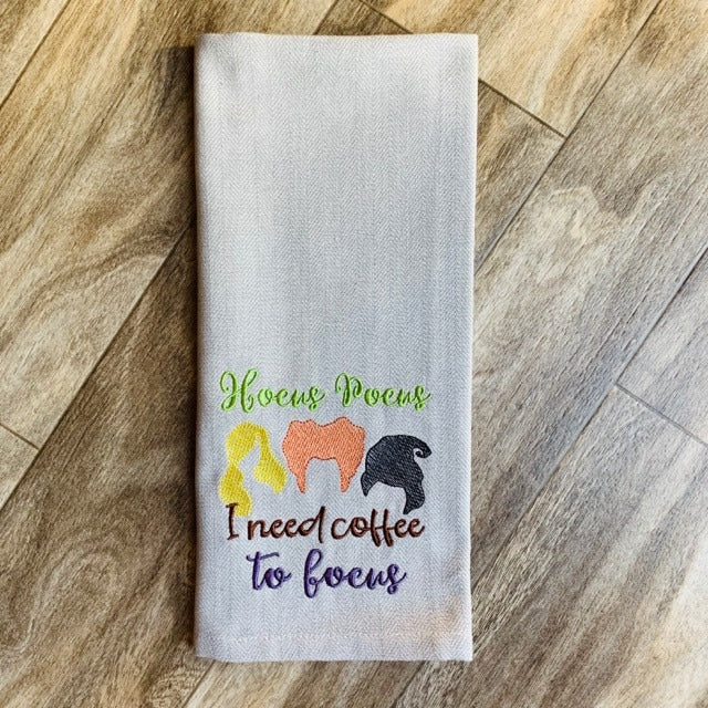 Hocus Pocus I need coffee to focus 4x4 and 5x7 - digital embroidery design