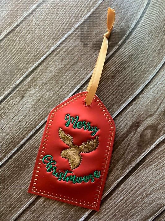 Merry Christmoose Gift Tag Feltie - Digital Embroidery Design