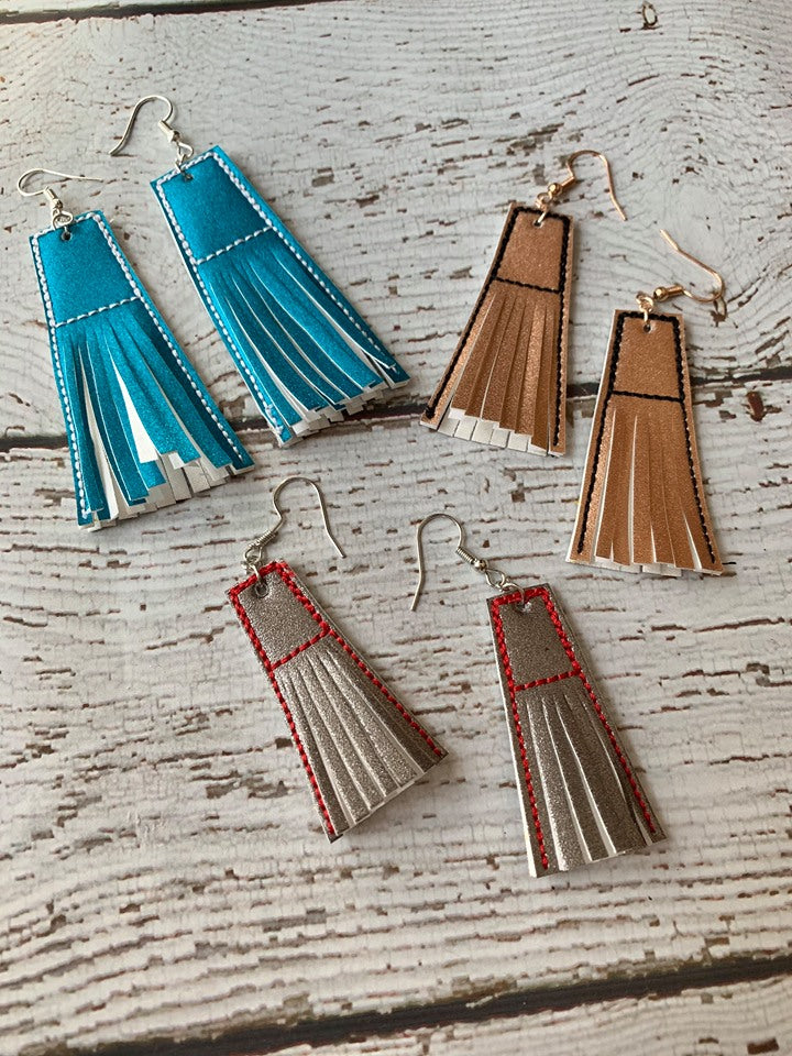 Fringe Earrings - 3 sizes - 4x4 and 5x7 Grouped- Digital Embroidery Design