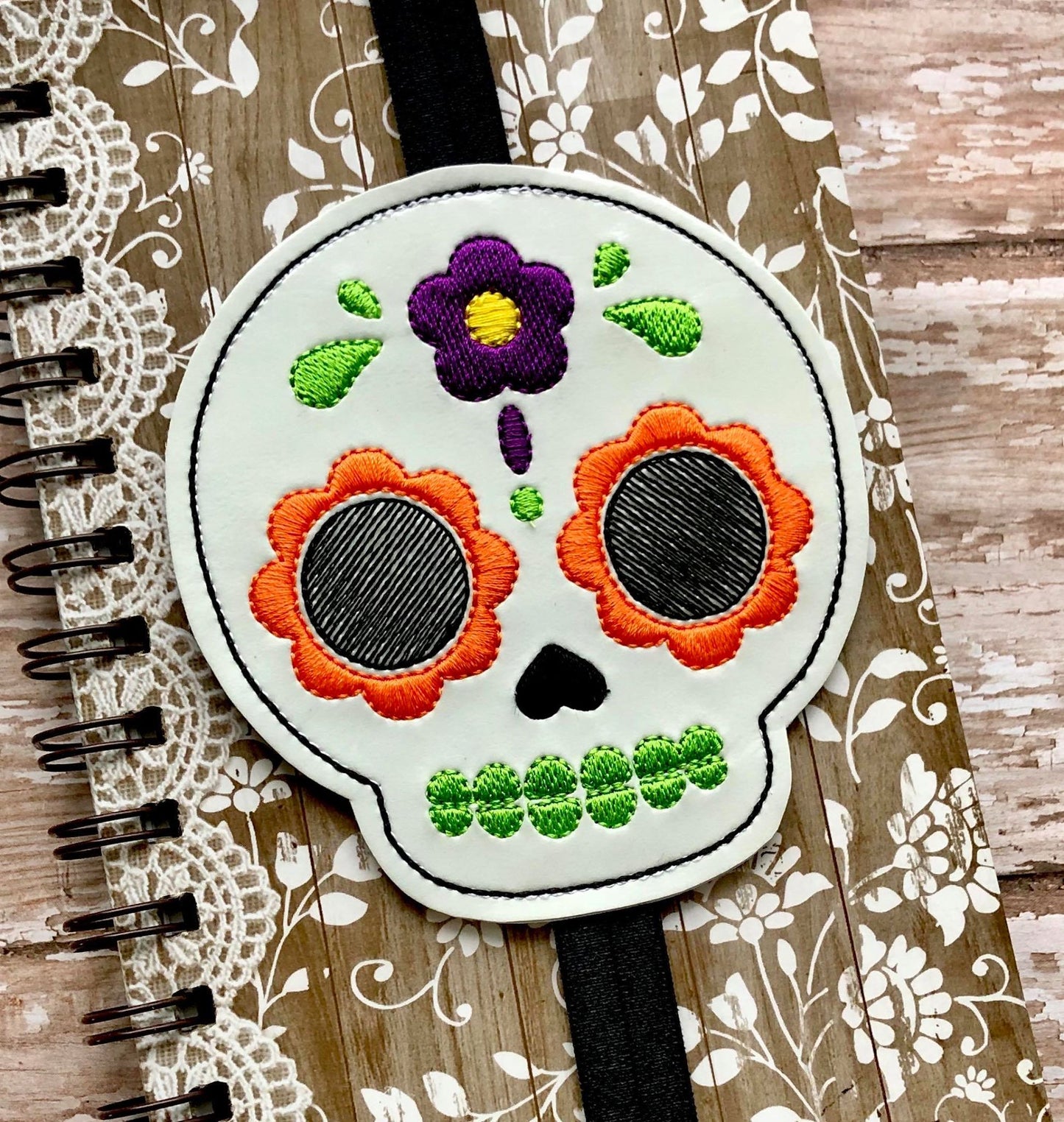 Sugar Skull Book Band - Digital Embroidery Design