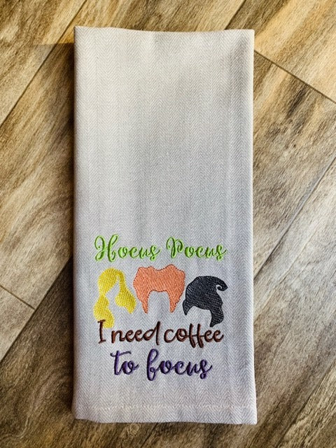 Hocus Pocus I need coffee to focus 4x4 and 5x7 - digital embroidery design