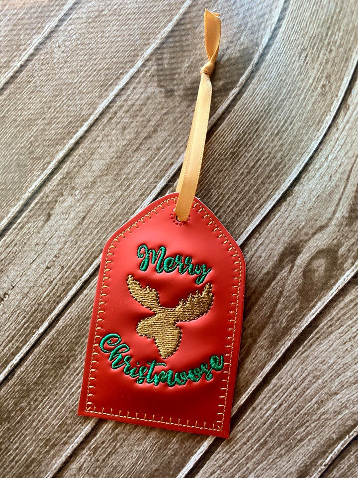 Merry Christmoose Gift Tag Feltie - Digital Embroidery Design