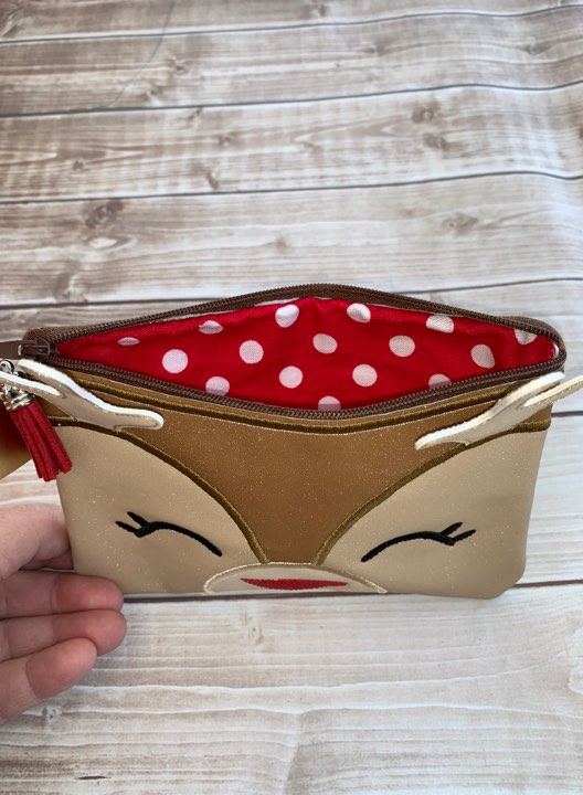 3D Girl Reindeer Zipper Bag - 3 Sizes - Digital Embroidery Design