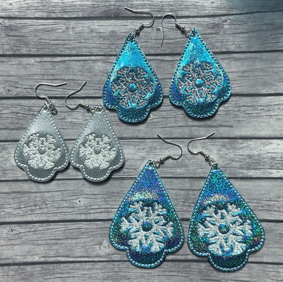 Snowflake Earrings - 3 sizes - Digital Embroidery Design
