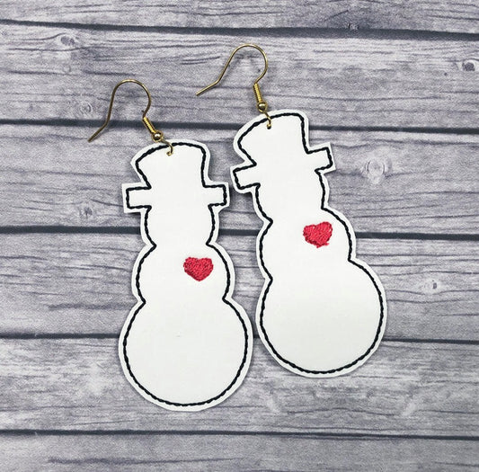 Snowman Silhouette Earrings - 3 sizes - Digital Embroidery Design