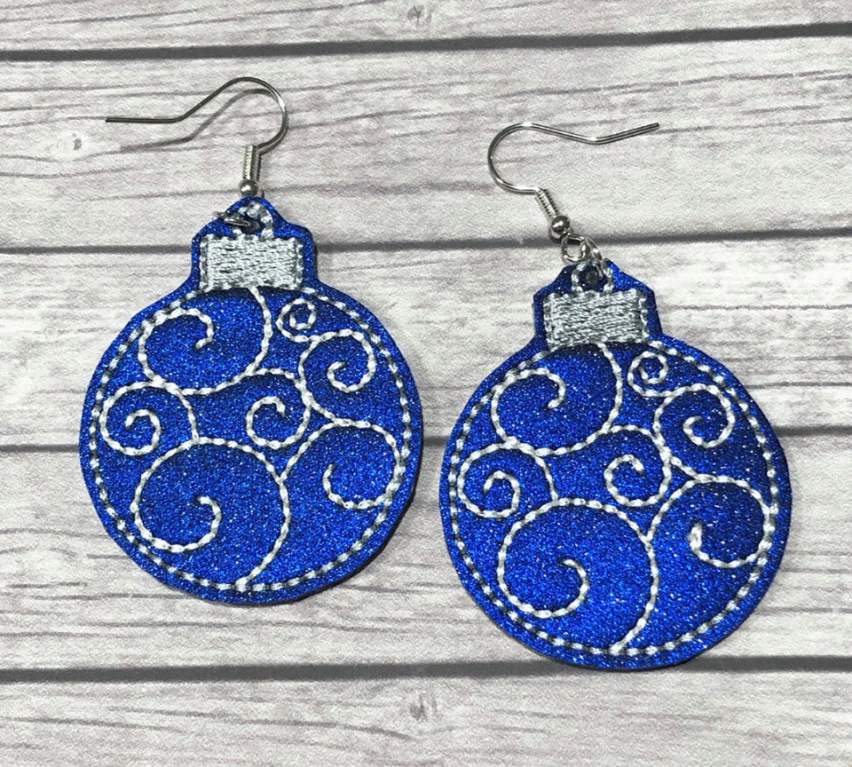 Swirly Ornament Earrings - 3 sizes - Digital Embroidery Design