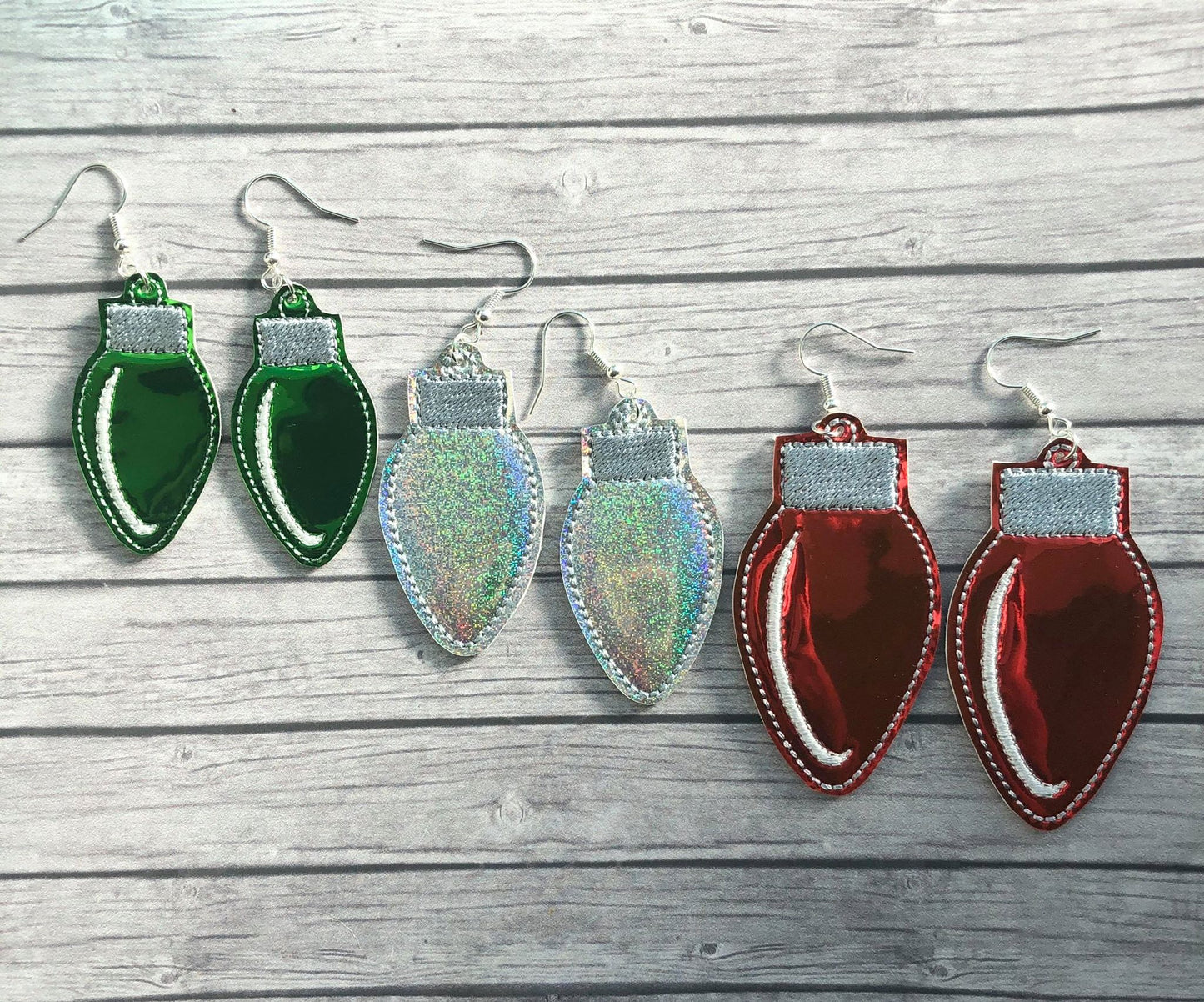 Christmas Light Earrings - 3 sizes - 4x4 and 5x7 Grouped- Digital Embroidery Design