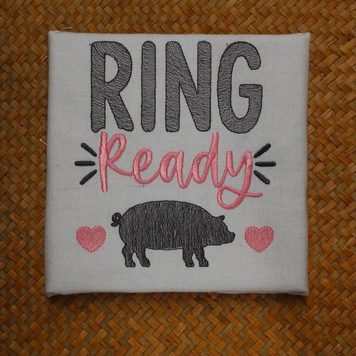 Show Pig – Ring Ready – Pig – 4 x 4, 5 x 7, 6 x 10 and 8 x 12 – DIGITAL Embroidery Design