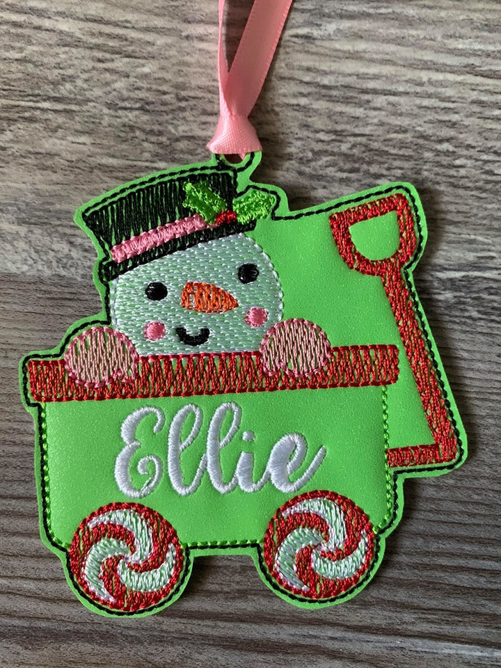 Wagon Snowman Ornament - Digital Embroidery Design