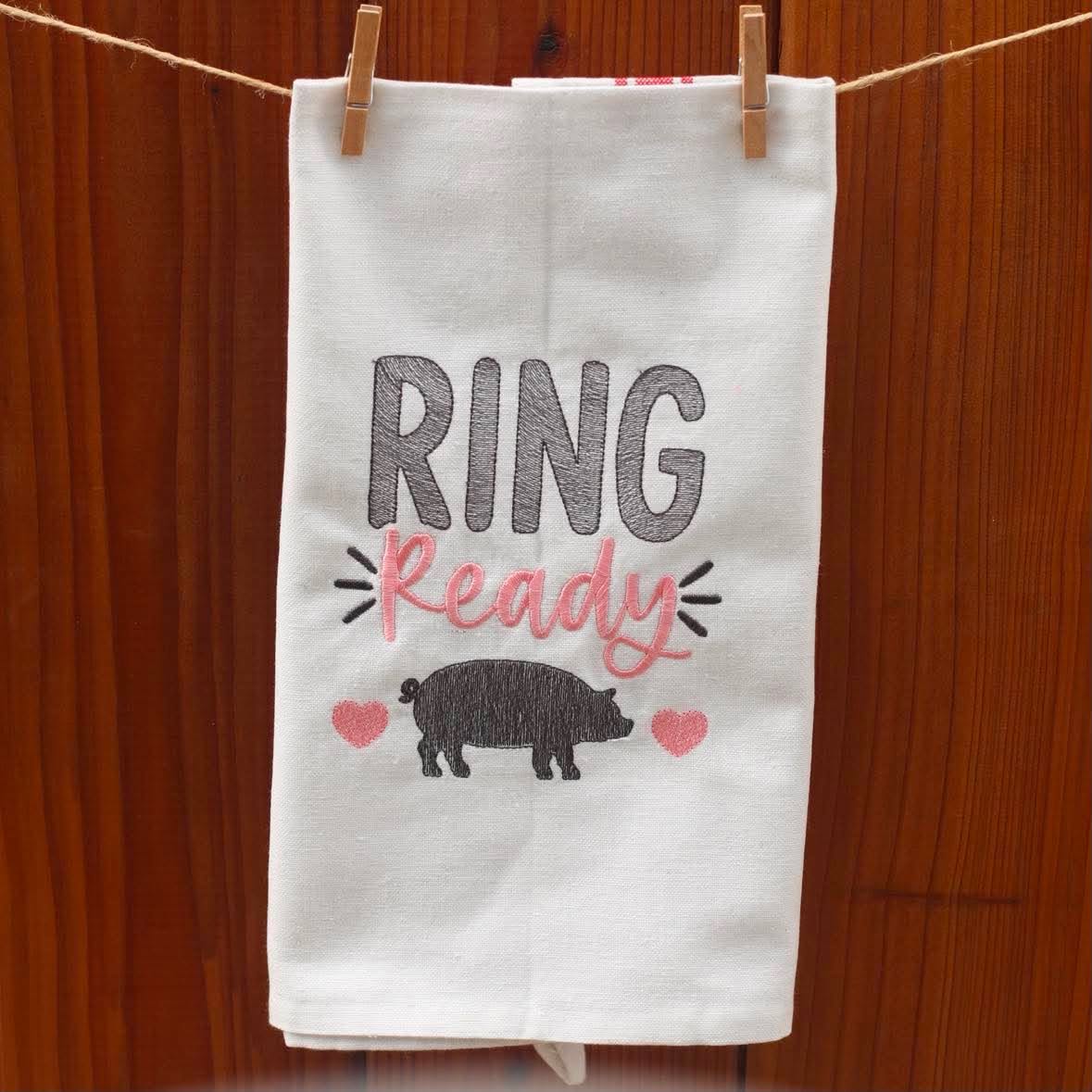 Show Pig – Ring Ready – Pig – 4 x 4, 5 x 7, 6 x 10 and 8 x 12 – DIGITAL Embroidery Design