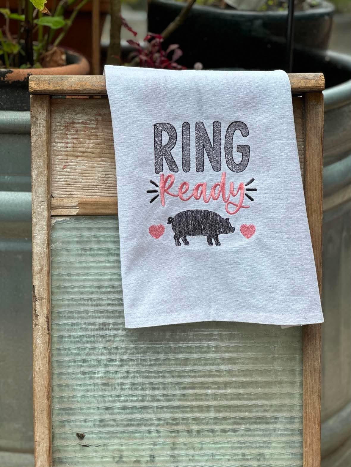 Show Pig – Ring Ready – Pig – 4 x 4, 5 x 7, 6 x 10 and 8 x 12 – DIGITAL Embroidery Design