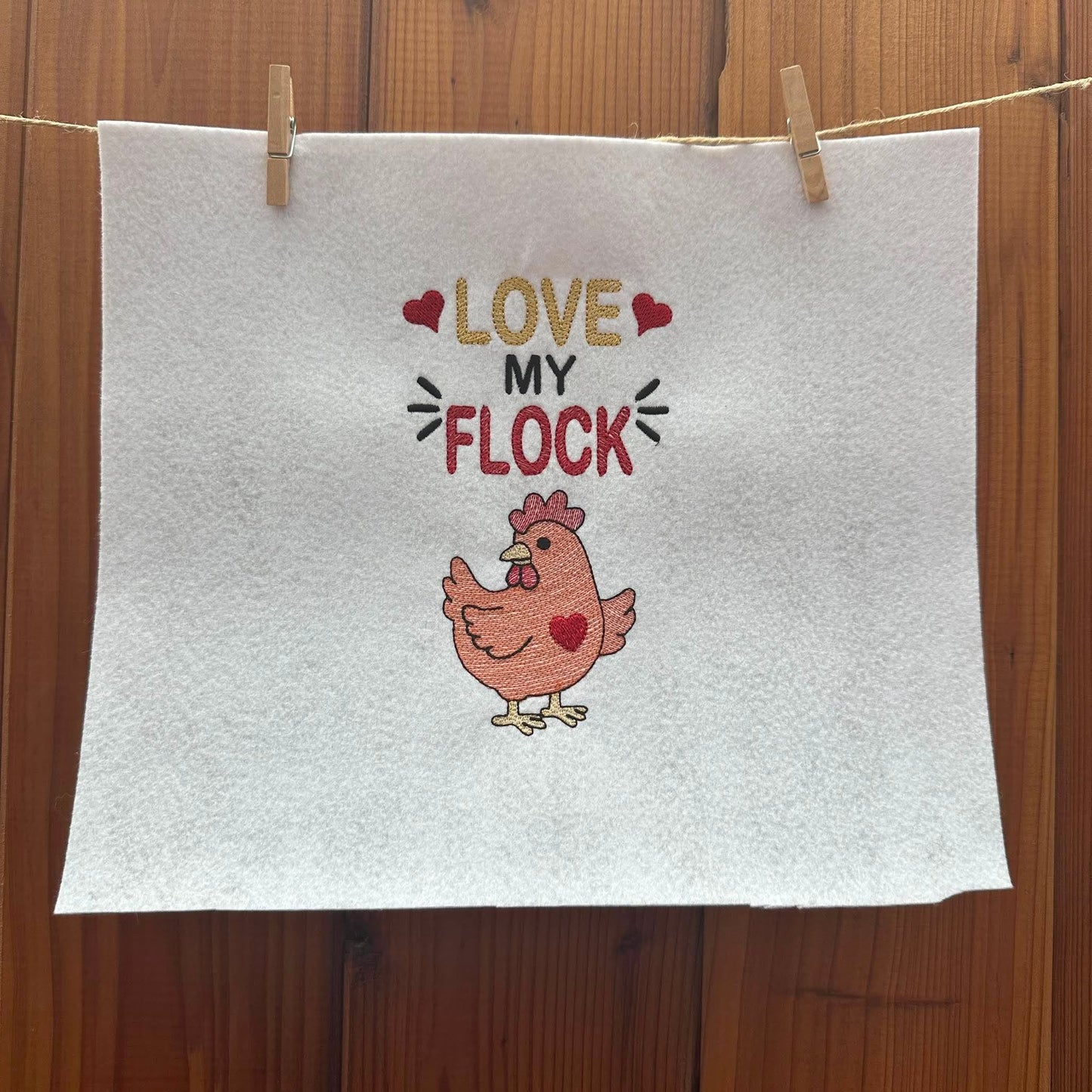 Sketch Fill Chicken – Love my Flock – 4 x 4, 5 x 7, 6 x 10 and 8 x 12 – DIGITAL Embroidery Design