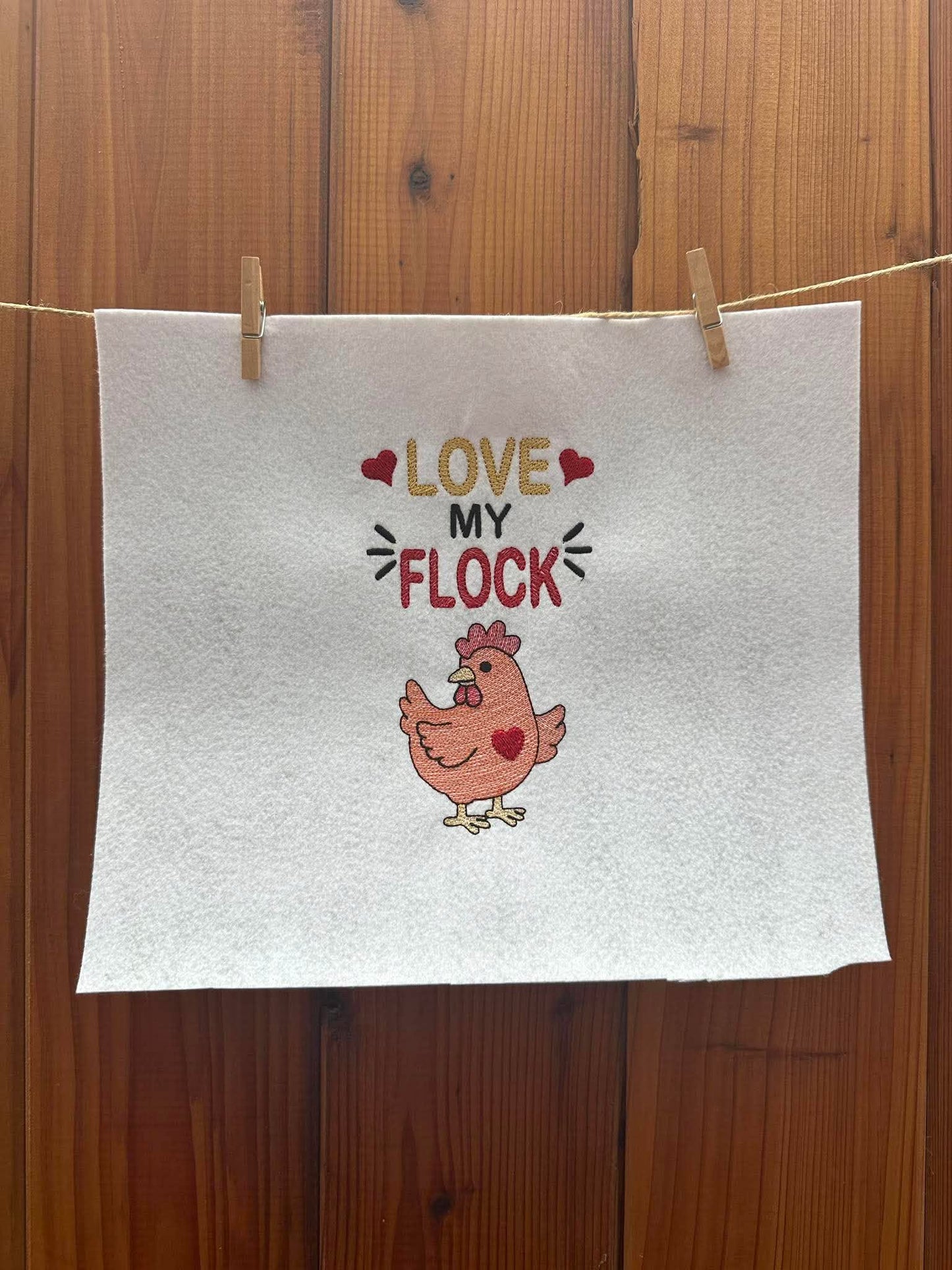 Sketch Fill Chicken – Love my Flock – 4 x 4, 5 x 7, 6 x 10 and 8 x 12 – DIGITAL Embroidery Design