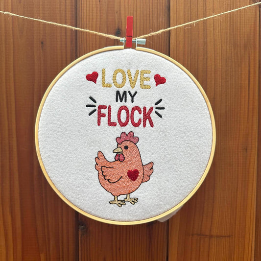 Sketch Fill Chicken – Love my Flock – 4 x 4, 5 x 7, 6 x 10 and 8 x 12 – DIGITAL Embroidery Design