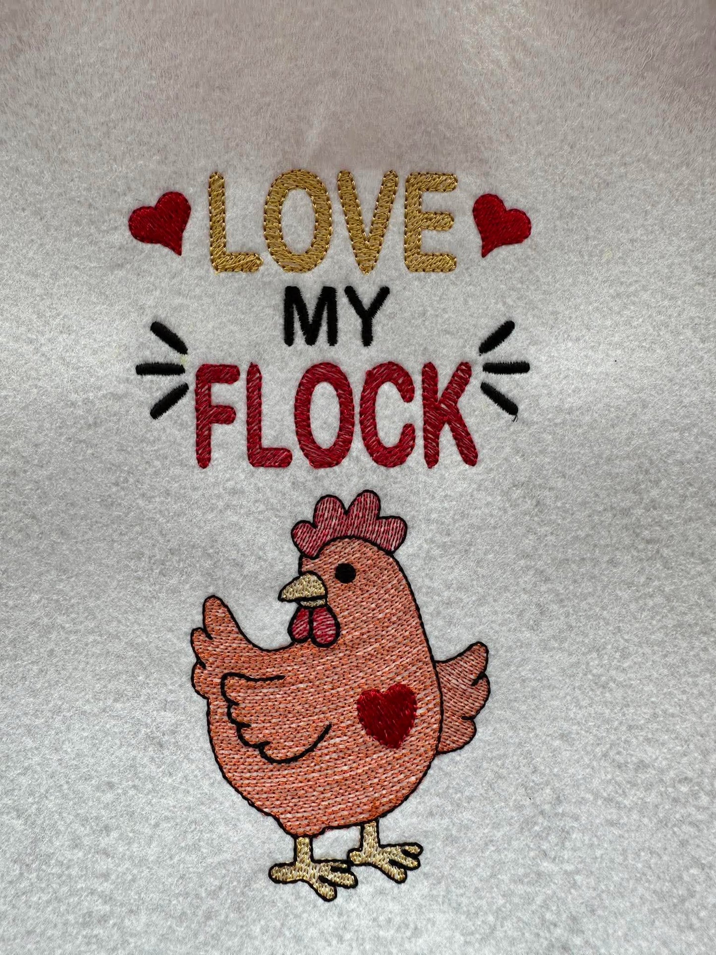 Sketch Fill Chicken – Love my Flock – 4 x 4, 5 x 7, 6 x 10 and 8 x 12 – DIGITAL Embroidery Design
