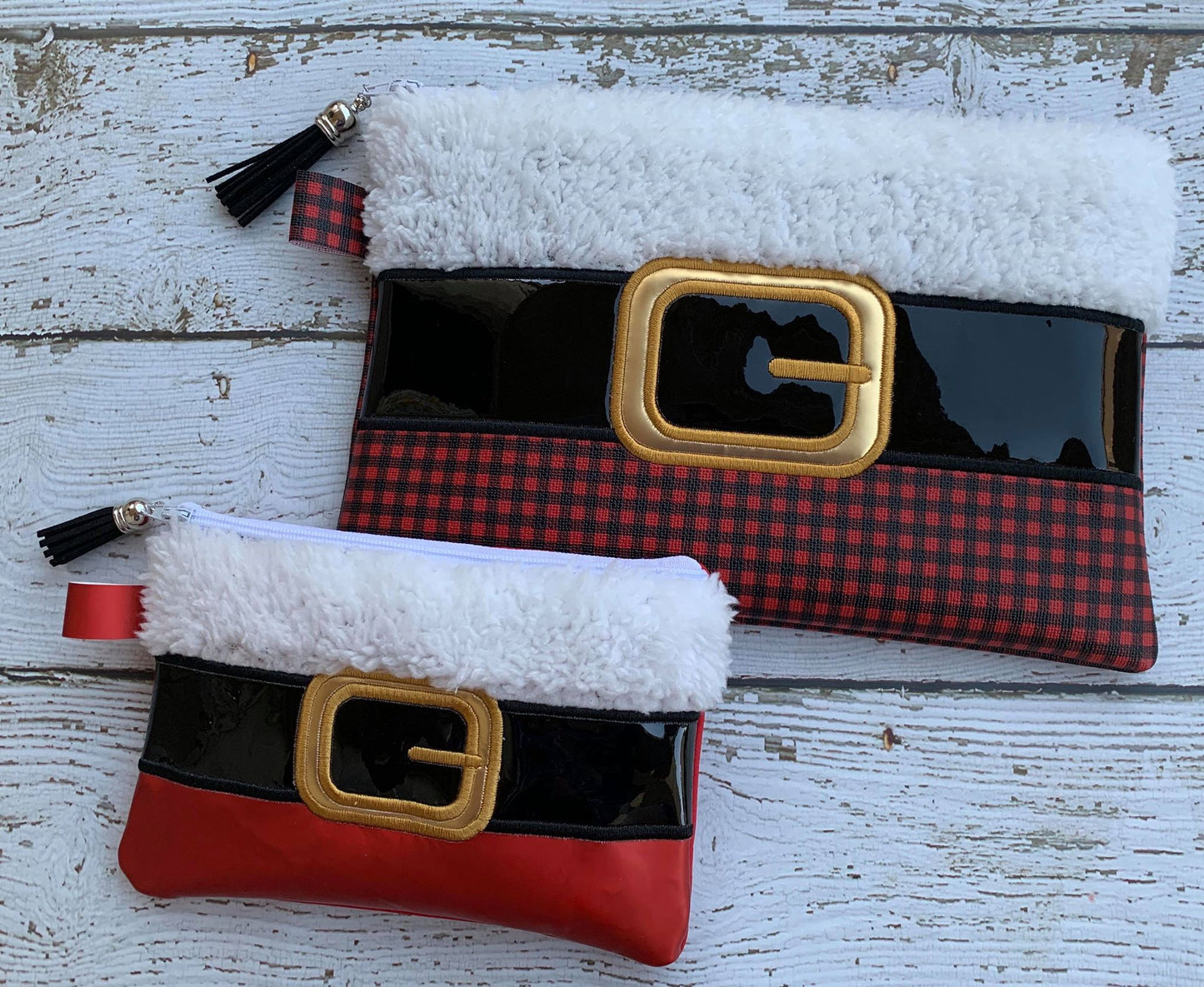 Santa Belt Zipper Bag - 3 Sizes - Digital Embroidery Design