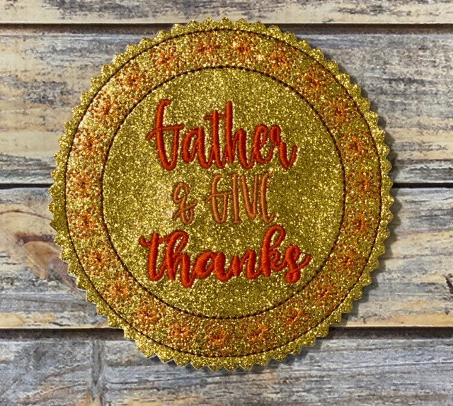 Gather & Give Thanks Coaster 4x4 - DIGITAL Embroidery DESIGN
