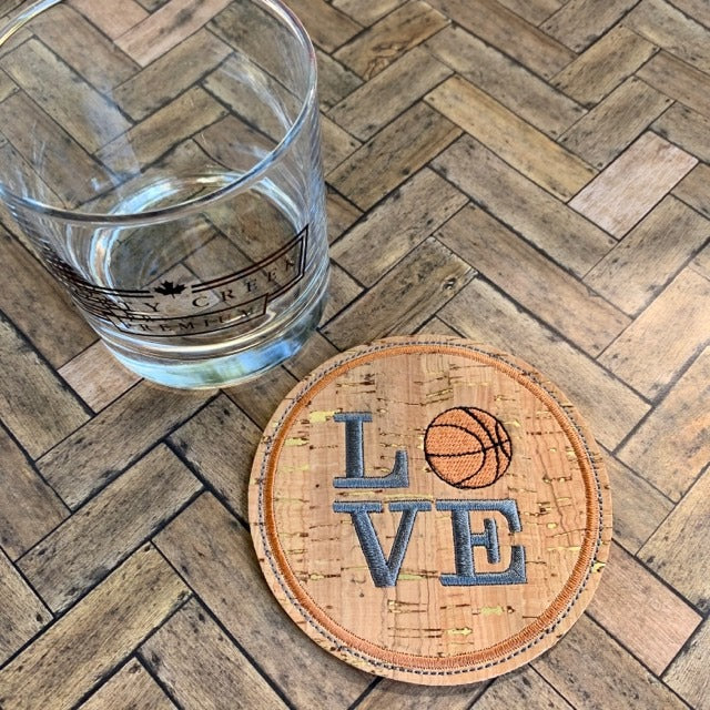 Love Basketball Coaster 4x4 - DIGITAL Embroidery DESIGN