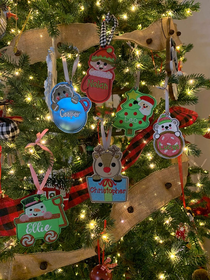 Peeking Ornament Set of 6 - Digital Embroidery Design
