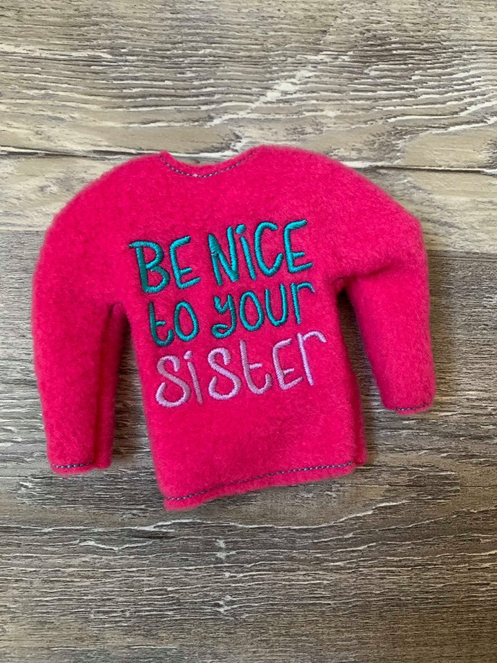Be Nice Doll Sweater 5x7 - Digital Embroidery Design