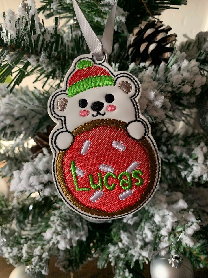 Polar Bear Cookie Ornament - Digital Embroidery Design