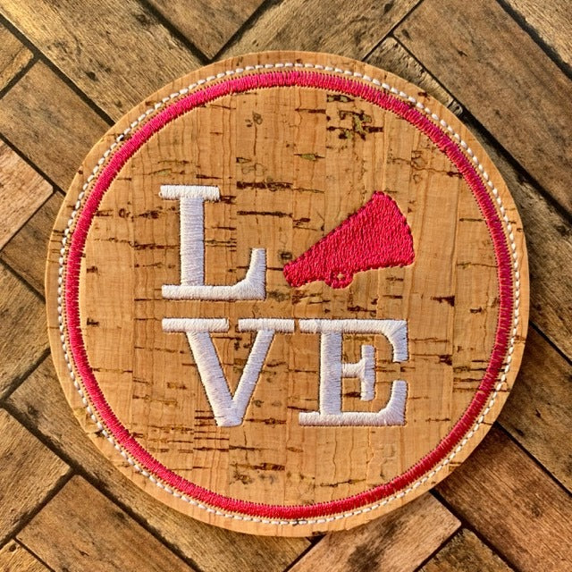 Love Cheer Coaster 4x4 - DIGITAL Embroidery DESIGN