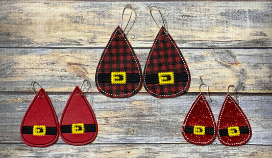Santa Belt Earrings - 3 sizes - 4x4 and 5x7 Grouped- Digital Embroidery Design