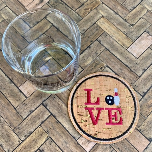 Love Bowling Coaster 4x4 - DIGITAL Embroidery DESIGN