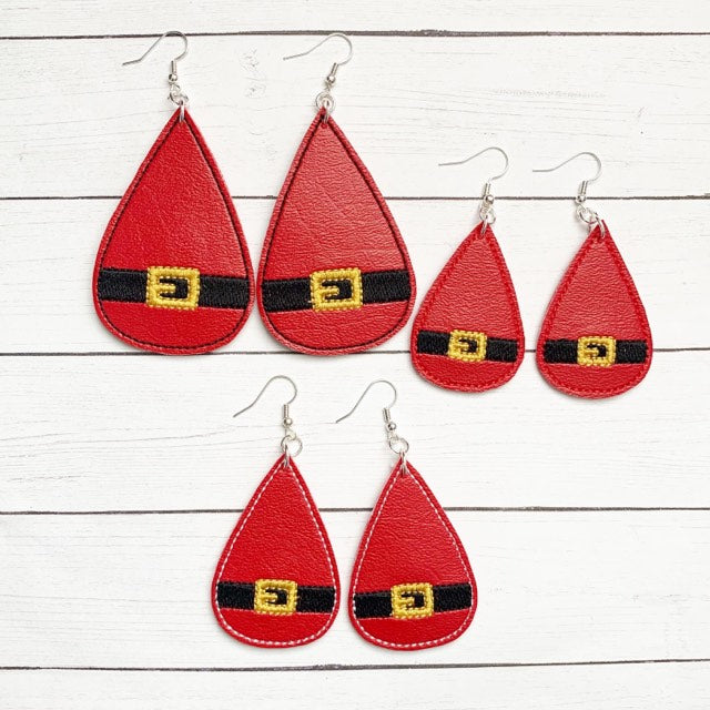Santa Belt Earrings - 3 sizes - 4x4 and 5x7 Grouped- Digital Embroidery Design