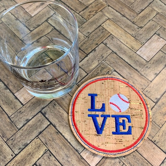 Love Baseball Coaster 4x4 - DIGITAL Embroidery DESIGN