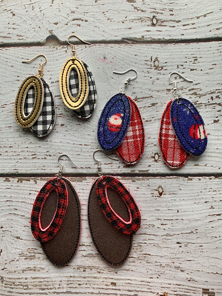 Oval Cut Out Earrings - 3 sizes - Digital Embroidery Design