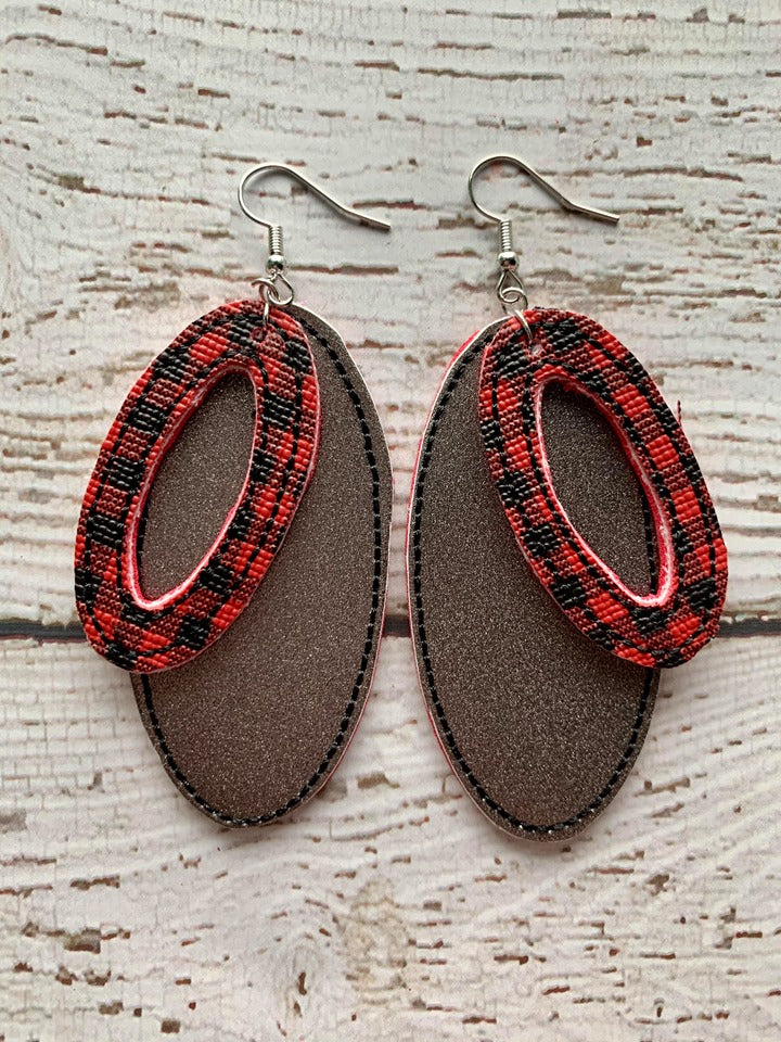 Oval Cut Out Earrings - 3 sizes - Digital Embroidery Design