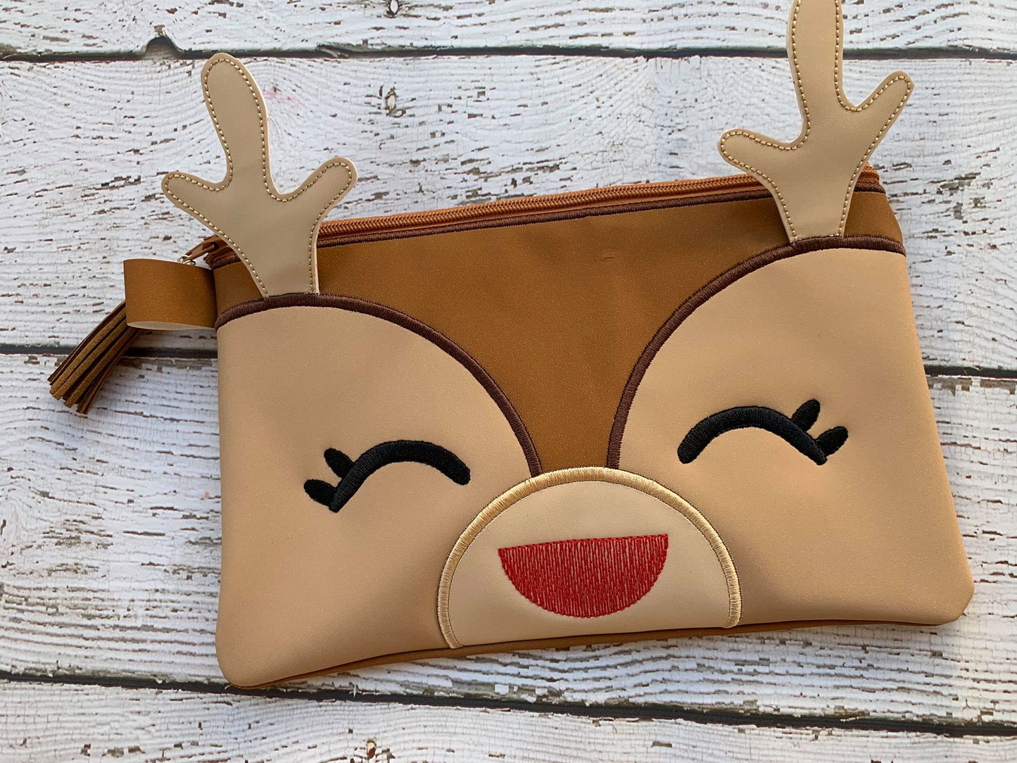 3D Girl Reindeer Zipper Bag - 3 Sizes - Digital Embroidery Design