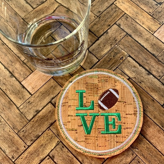 Love Football Coaster 4x4 - DIGITAL Embroidery DESIGN
