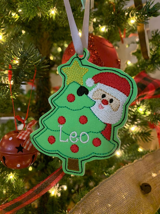 Peeking Santa Ornament 4x4 and 5x7 grouped - Digital Embroidery Design