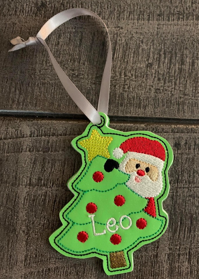 Peeking Santa Ornament 4x4 and 5x7 grouped - Digital Embroidery Design