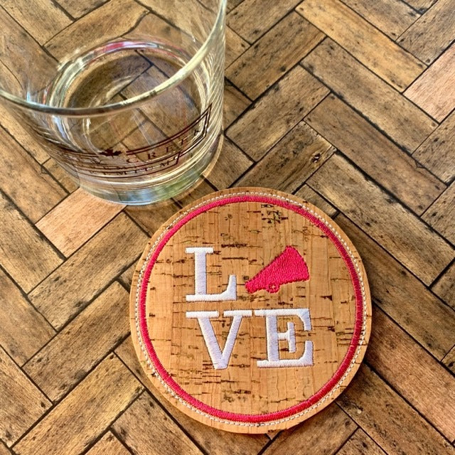 Love Cheer Coaster 4x4 - DIGITAL Embroidery DESIGN