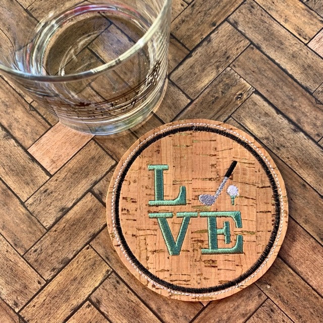Love Golf Coaster 4x4 - DIGITAL Embroidery DESIGN