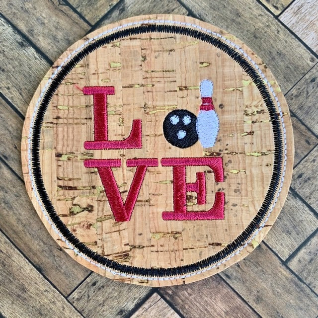 Love Bowling Coaster 4x4 - DIGITAL Embroidery DESIGN
