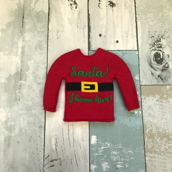 Santa! I know him! Doll Sweater 5x7 - Digital Embroidery Design