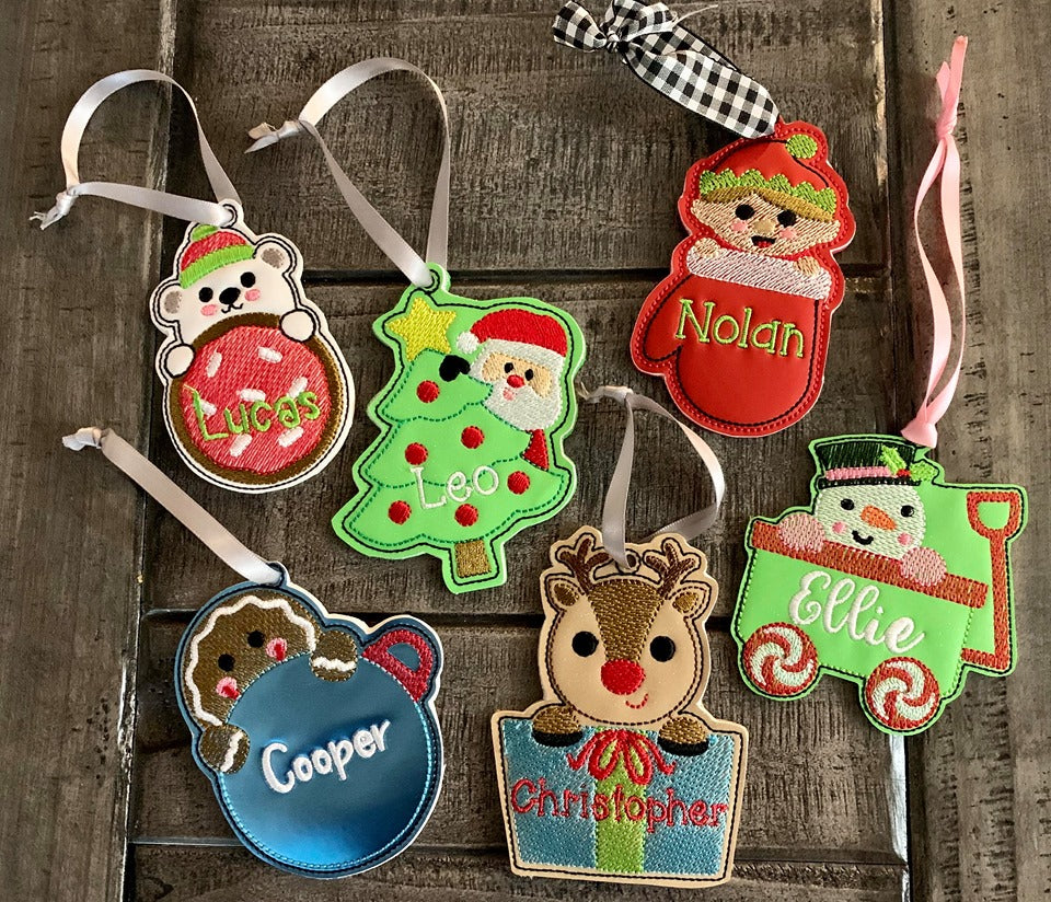 Peeking Ornament Set of 6 - Digital Embroidery Design