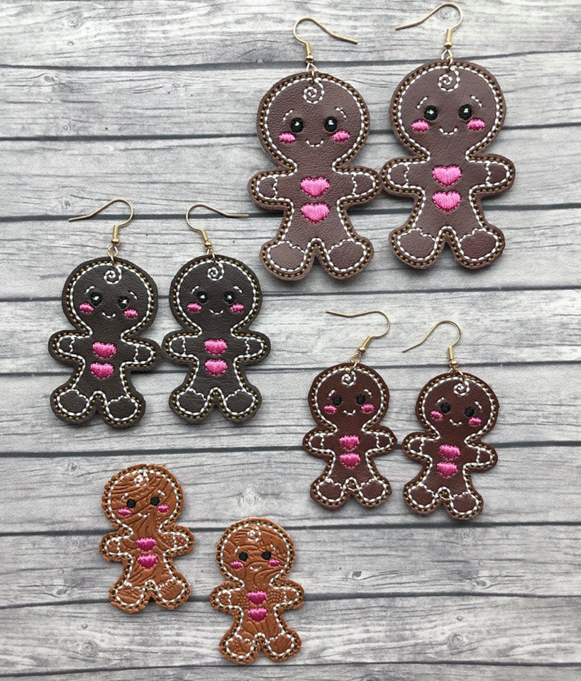 Gingerbread Cutie Earrings - 3 sizes - Digital Embroidery Design