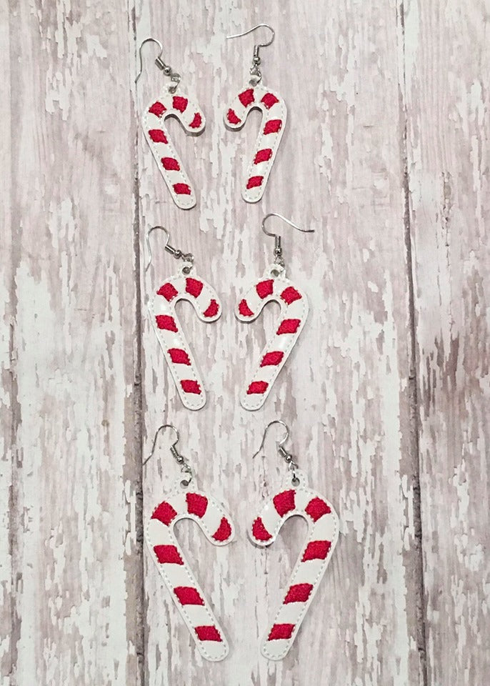 Candy Cane Earrings - 3 sizes - Digital Embroidery Design